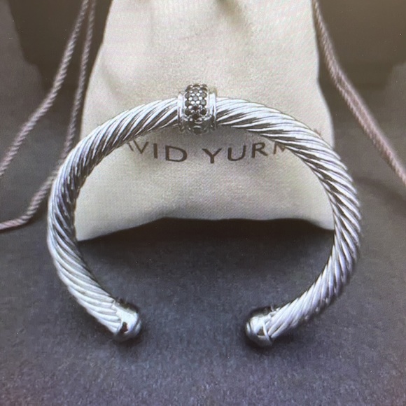 David Yurman Silver Cable Bracelet with Black Accents - Picture 3 of 6